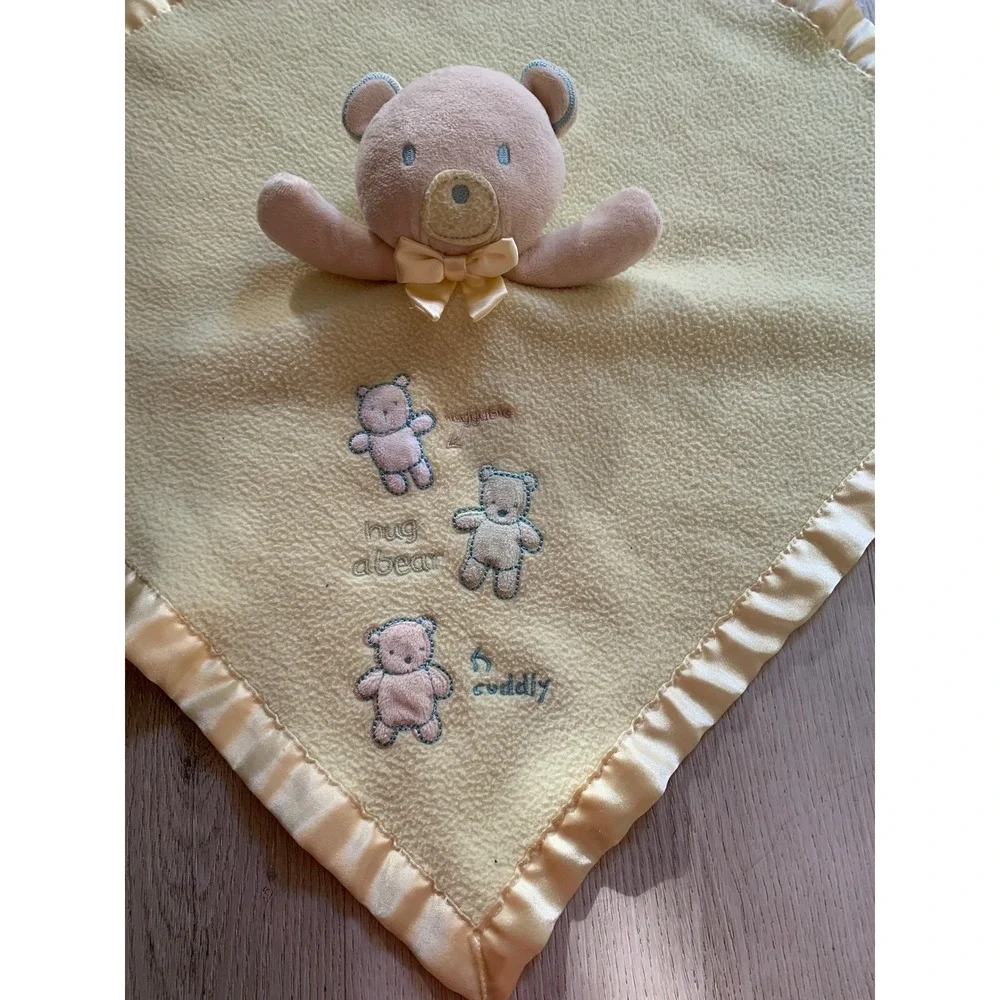 Carters Classics Yellow Bear Security Blanket Lovey Satin Trim Huggable Cuddly